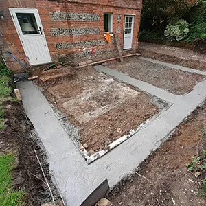 a house that is being built in the yard