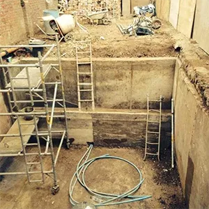 A room with a lot of scaffolding around it.