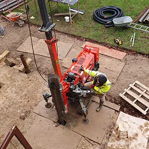 a man is working on a construction site